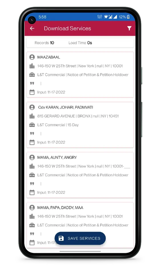 Mobile app: filter and confirm chronological order