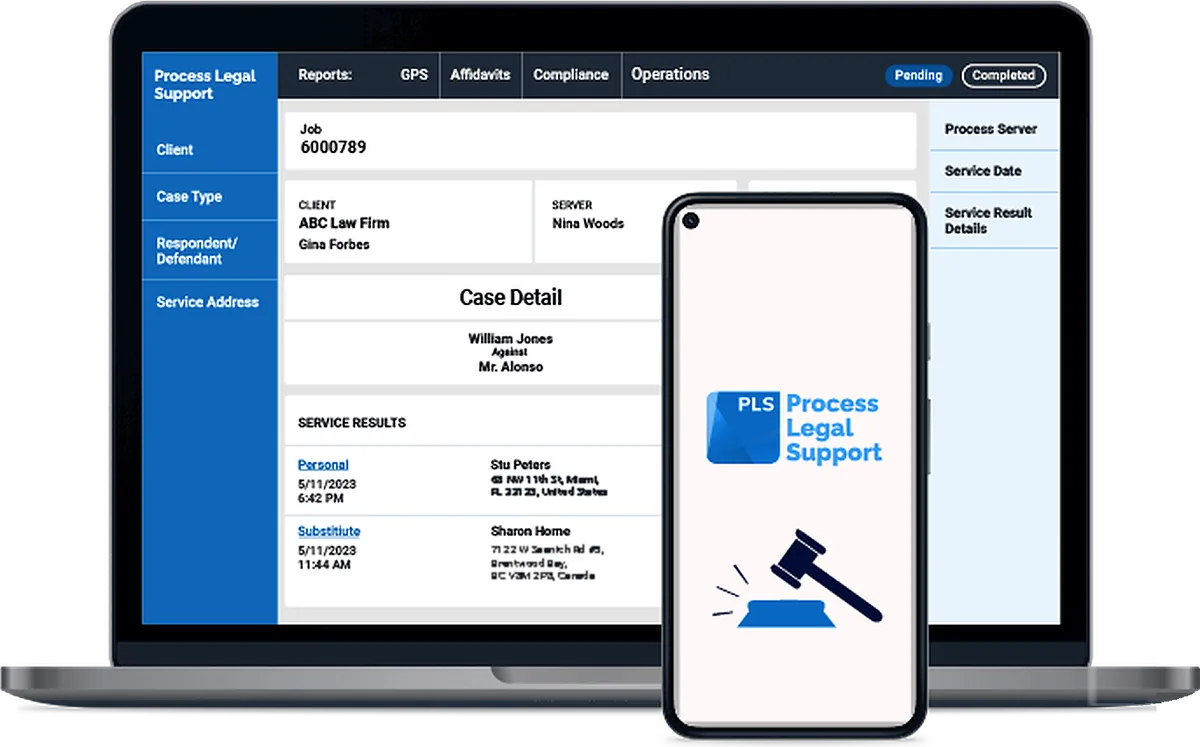 Process Legal Support industry software on laptop and mobile